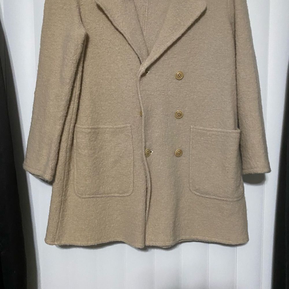 DKNY tan wool button coat - Picture 2 of 11